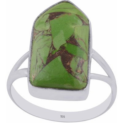 Meucci Stříbrný prsten s přírodním zeleným tyrkysem SDR042