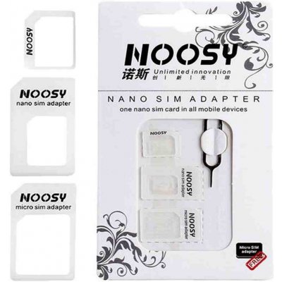 Adaptér SIM 3v1 (SIM, Micro SIM, Nano SIM) - NOOSY, barva bílá – Zboží Mobilmania