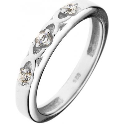 Šperky eshop prsten ze stříbra 925 překřížené pásky tři zirkony C21.17 – Zboží Mobilmania