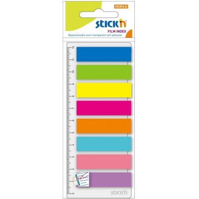 Záložka samolepicí Stick'n Hopax, 45x12 mm, plastová, s pravítkem, neonové barvy, 8x25 ks – Hledejceny.cz