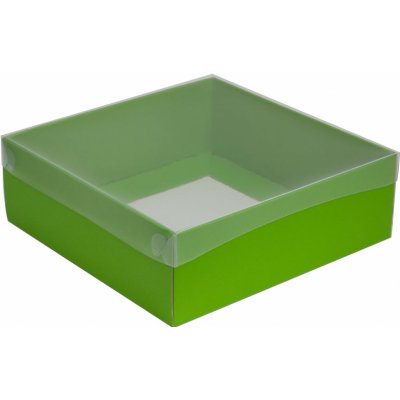Dárková krabice s průhledným víkem 300x300x100/35 mm, zelená – Zboží Mobilmania