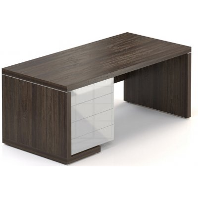 Rauman Stůl Lineart 180 x 85 cm + levý kontejner, jilm tmavý / bílá – Sleviste.cz