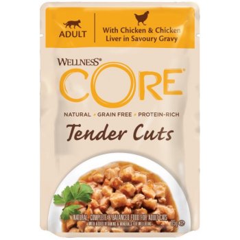 Wellness Core Cat Tender kuře a játra v omáčce 85 g