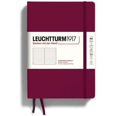 Leuchtturm1917 Medium A5 Tečkovaný zápisník Port Red – Zboží Živě