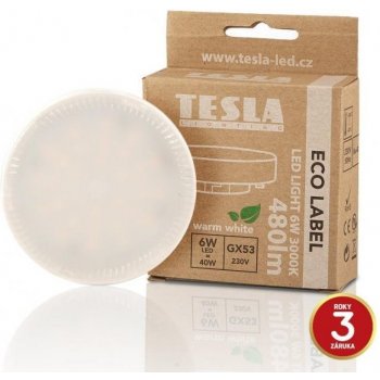 Tesla GX530630-1 GX530630-1 LED žárovka GX53 6W 230V 480lm 3000K Teplá bílá 180°