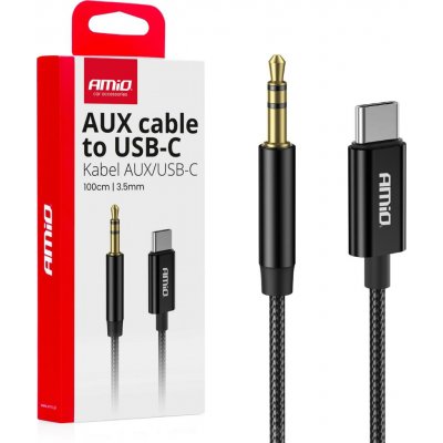 Kabel USB-C na TYP AUX Mini Jack 3,5mm 1m AMiO-04294, , , – Sleviste.cz