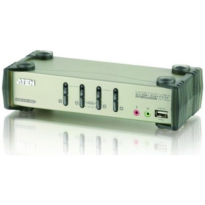 Aten CS-1734B 4-port KVMP USB+PS/2, USB HUB, audio, 1,2m – Zboží Mobilmania