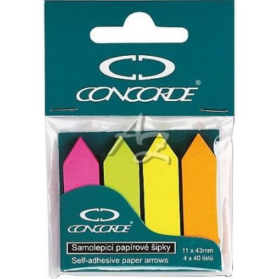 Concorde samolepicí záložky 11x43mm 4x40listů šipky závěs neon barevné – Hledejceny.cz