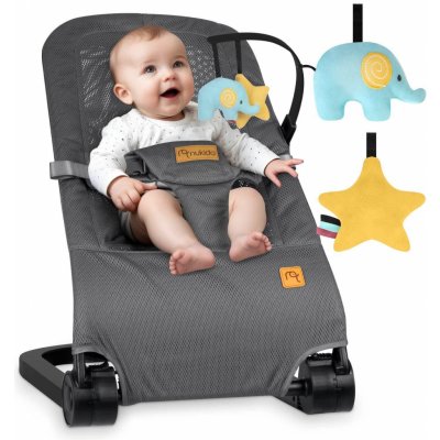 NK-52 Hojdacie kreslo Nukido s hračkami - sivé – Zboží Mobilmania