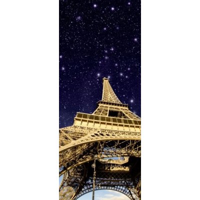 WEBLUX 41726056 Samolepka na dveře fólie Stars and Night Sky above Eiffel Tower in Paris Hvězdy a noční obloha nad Eiffelovou věží v Paříži rozměry 90 x 220 cm