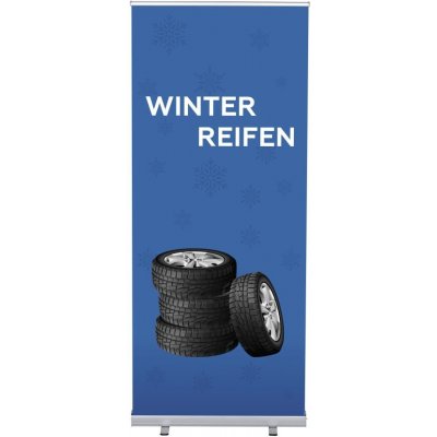 Jansen Display Set Roll-baneru Budget s vytištěným motivem, Zimní pneumatiky, německy, 870 x 2080 mm – Zboží Dáma