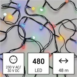 Emos D5AM07 480LED 48m MLC IP44 řetěz kulička barevná časovač ZY1612