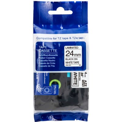 Tonery Náplně Kompatibilní páska Brother TZ-251 / TZe-251, 24mm x 8m, černý tisk / bílý podklad – Zboží Živě