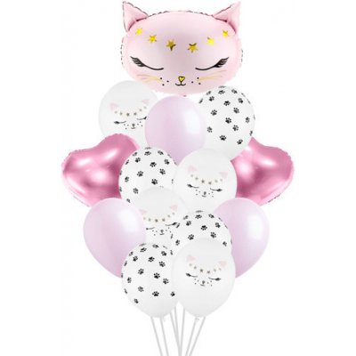 Party Deco Sada na balonkový buket Kočička růžový 83 x 140 cm – Zboží Dáma