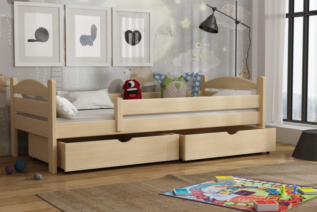 DP - Detske postele Ela 05 borovice masiv s úložným prostorem Barva Bílá