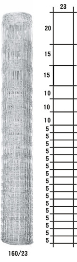Lesnické pletivo uzlové - výška 160 cm, drát 1,6/2,0 mm, 23 drátů