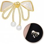 Flamenco Mystique Ozdobná zlatá brož MAŠLE perlová hmota a zirkony BZ197 CA30772 – Zboží Dáma