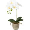 Květina Gasper Umělá květina Orchidej v keramickém květináči 36 cm, bílá
