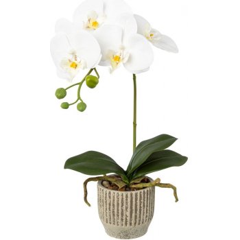 Gasper Umělá květina Orchidej v keramickém květináči 36 cm, bílá