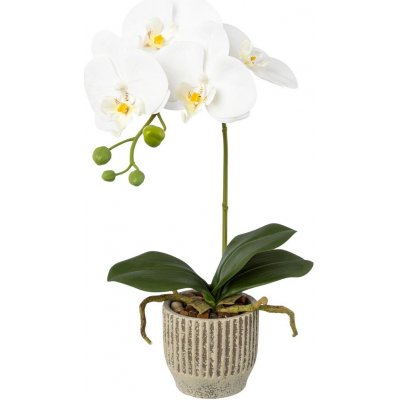 Gasper Umělá květina Orchidej v keramickém květináči 36 cm, bílá