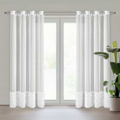 Eva Minge ZÁCLONA NA KROUŽCÍCH EVA MINGE ROSES3 140X250 CM BÍLÁ – Hledejceny.cz