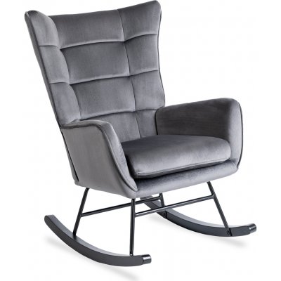 JAKS Houpací křeslo ušák šedý velur Jackson šedá – Hledejceny.cz