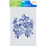 Plastová šablona 20 x 30 cm Ptáček s květy – Zboží Dáma