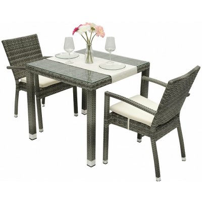 DEOKORK Zahradní ratanová sestava NAPOLI I. 1+2 (šedá) – Zboží Dáma