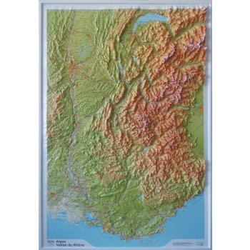 IGN Alpy - údolí Rhony - plastická mapa 80 x 113 cm