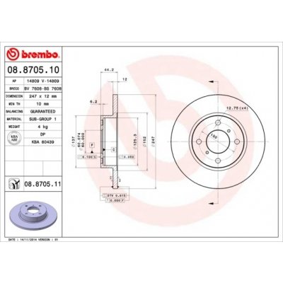 Brzdový kotouč BREMBO 08.8705.10