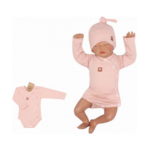 Kojenecké body Luxusní kojenecké celorozepínací body s dlouhým rukávem ZYZIO Z&Z Pudrově růžové