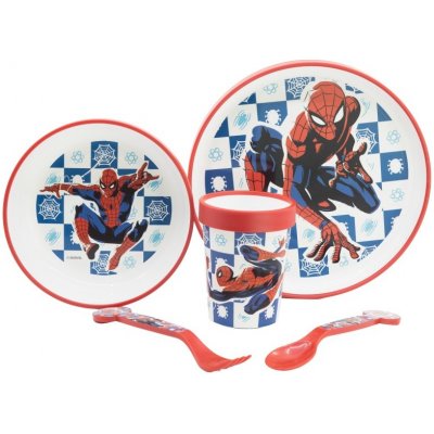 STOR Dětské plastové nádobí Spiderman talíř miska sklenice příbor – Zboží Mobilmania