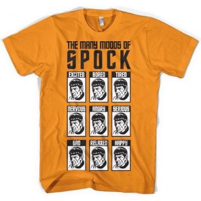 Fantasyobchod tričko Star Trek The Many Moods of Spock oranžové – Zboží Mobilmania