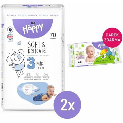 Bella Baby Happy Midi Big Pack 3 2x70 ks – Zboží Mobilmania