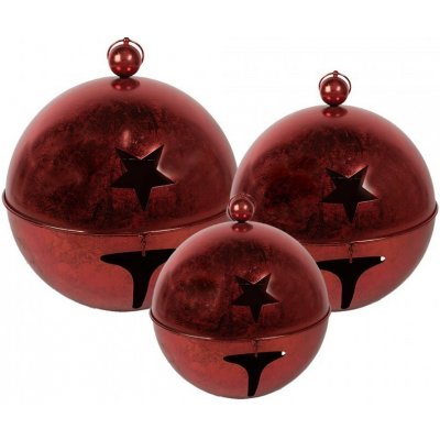 Clayre & Eef Set 3ks červená dekorace rolnička Bell - Ø 62 / Ø 52 / Ø 42 cm – Hledejceny.cz