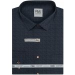 AMJ pánská bavlněná košile dlouhý rukáv regular fit VDB1466 tmavě modrá s béžovými čárkovanými puntíky – Zboží Dáma