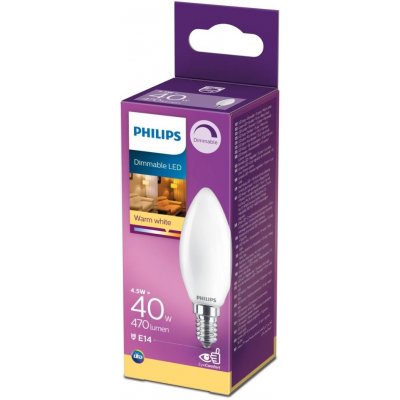 Philips LED Stmívatelná žárovka CANDLE B35 E14/4,5W/230V 2700K P5019 – Zboží Živě
