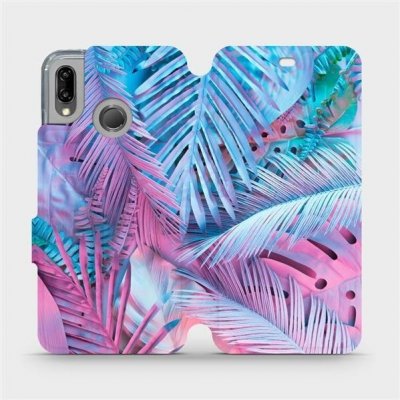 Pouzdro Mobiwear parádní flip Huawei P20 Lite - MG10S Fialové a modré listy – Zboží Mobilmania