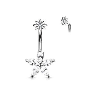 Šperky4U piercing do pupíku kytička čiré zirkony WP0042-C – Zboží Mobilmania