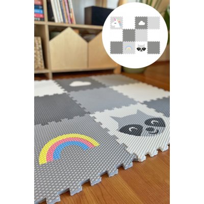 Minideckfloor podlaha 12 dílů jednorožec mýval duha a mráček 25 12 04 – Zboží Mobilmania