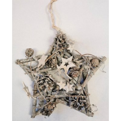 Vánoční dřevěná hvězda Whitewood 24 cm – Zboží Mobilmania