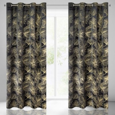Takoy Závěs STELLA z měkkého sametu se zlatým motivem květin-HF-388311 | 140 x 250 cm – Hledejceny.cz