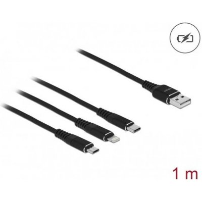 Delock 87155 Nabíjecí USB 3 v 1 pro Lightning™ / Micro USB / USB Type-C™, 1m, černý – Zbozi.Blesk.cz