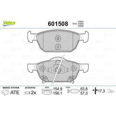 VALEO Sada brzdových destiček, kotoučová brzda 601508 – Zbozi.Blesk.cz