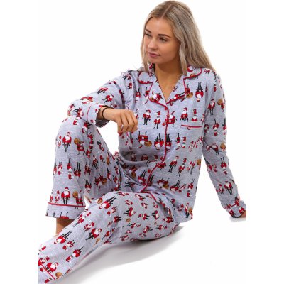 Šedé i červené dámské celopropínací Vánoční Santa Claus 1B1870 – Zbozi.Blesk.cz