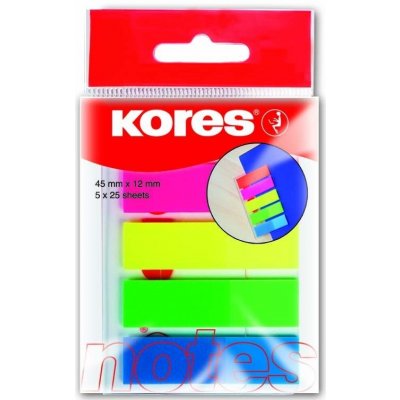 Kores Neonové záložky, Kores, 45x12 mm, 5 barev po 25 lístků (45105) – Hledejceny.cz