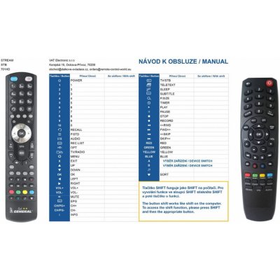 Dálkový ovladač General STREAM 701PVR, 701HD – Zboží Živě