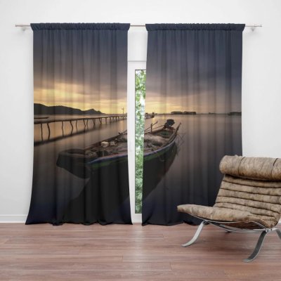 Závěsy Loďka na jezeře 2: 2 ks - 140x250 cm - Sablio – Hledejceny.cz