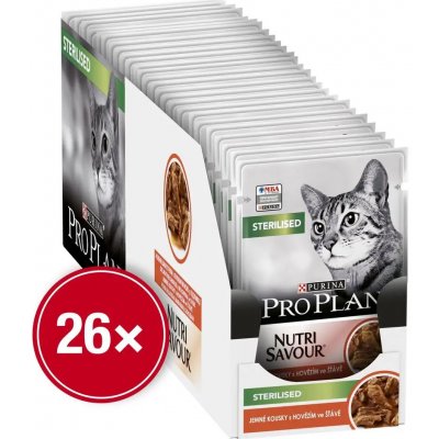 ProPlan Cat STERILISED s hovězím ve šťávě 26 x 85 g