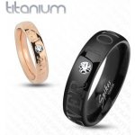 Šperky eshop Titanový prsten měděné nápis FOREVER LOVE čirý zirkon HH17.1 – Zboží Dáma
